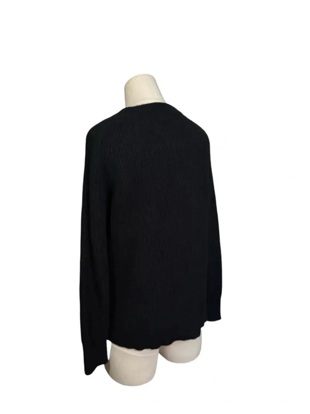 J.Crew 100% Cashmere Black Ribbed Knit Crewneck Sweater